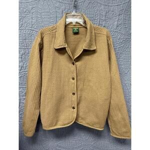 Cabelas‎ women's top/blazer size XL-Reg green LS collar button up textured EUC